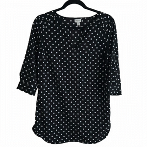 Women's Dynamite Mini Polka Dot Long Sleeves top Size XS Black